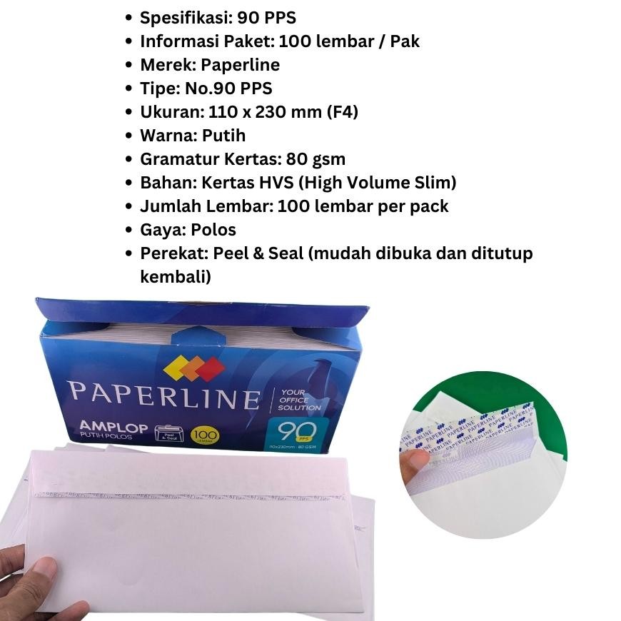 

JH8 Amplop Polos Tanggung 90 Paperline PPS isi 100