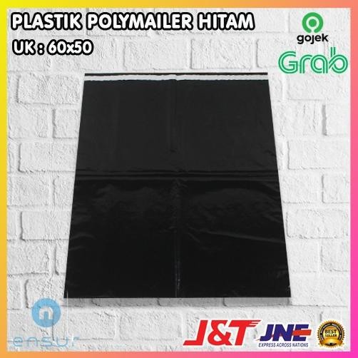 

JH8 PLASTIK PACKING OLSHOP PE POLYMAILER kantong kemasan amplop plastik 50X60 HITAM @100 Pcs/ per pack GLOSSY mewah