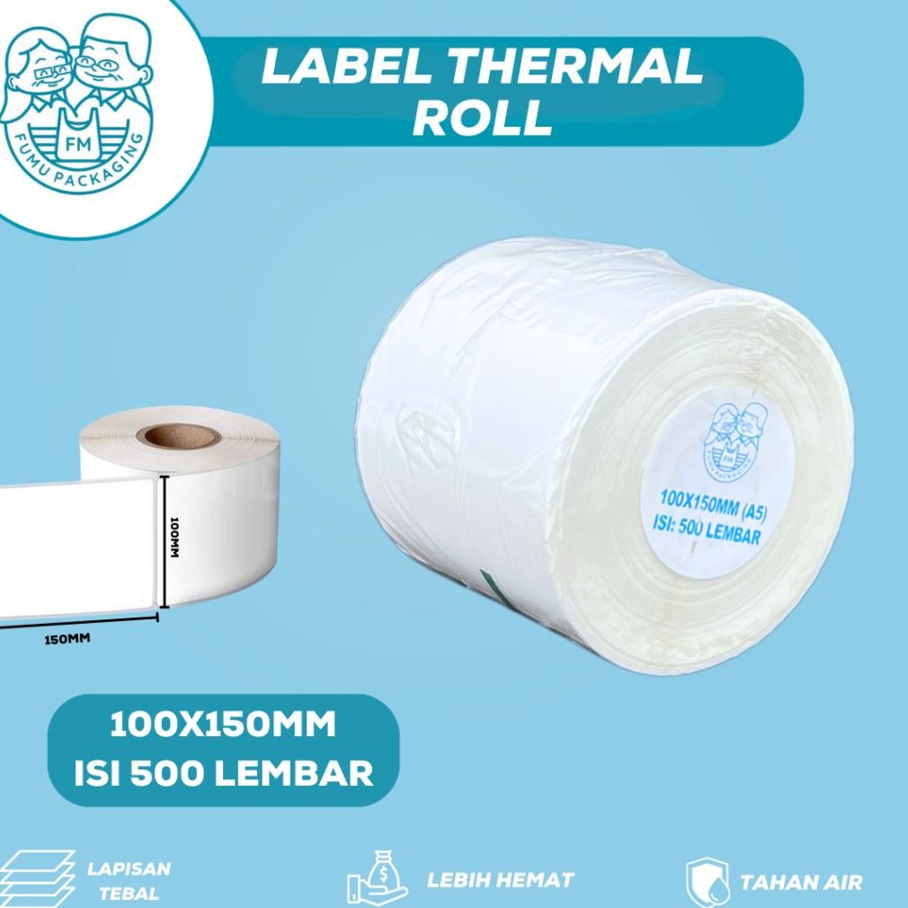 

JH8 Label stiker Thermal 100x150mm Waterproof / Sticker Label Continuous / Label Kertas Isi 500pcs Tidak Luntur Lem Kuat Grosir