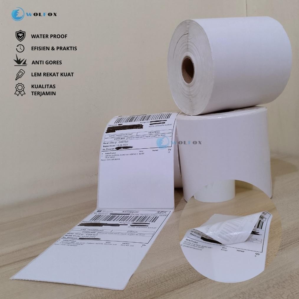 

JH8 KERTAS THERMAL LABEL STICKER UKURAN A6 100X150