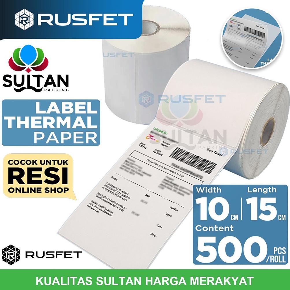 

JH8 Label Kertas Stiker Thermal Rusfet 10x15 500 Resi Paper sticker printer online shop