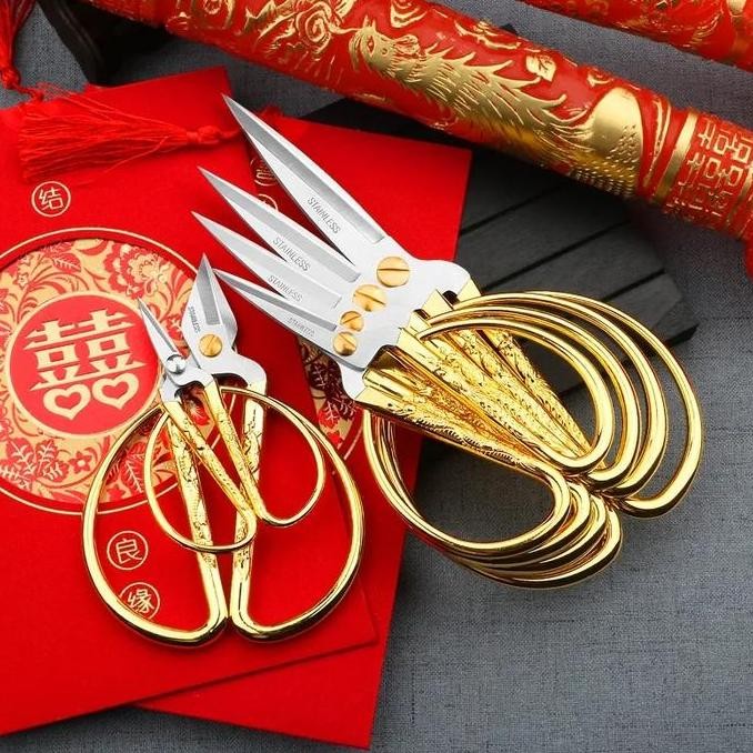 

ready !!! Gunting Kodok Emas Ceremony Dragon Phoenix /Gunting Sangjit Emas