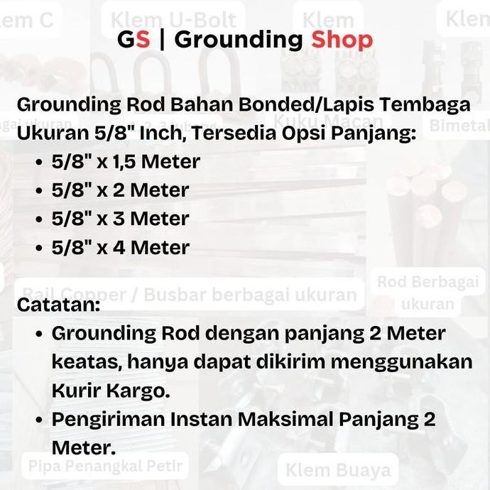Rod Copper Bonded 5/8 X 2 Meter / Stik Grounding Rod Copper Bonded