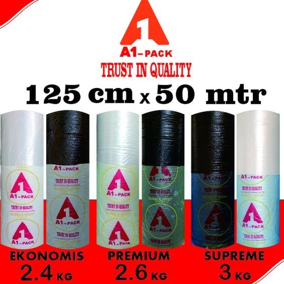 

JH8 PLASTIK BUBBLE WRAP 125CM X 50M A1 PACK BENING HITAM SUPER EKONOMIS EKONOMIS PREMIUM SUPREME