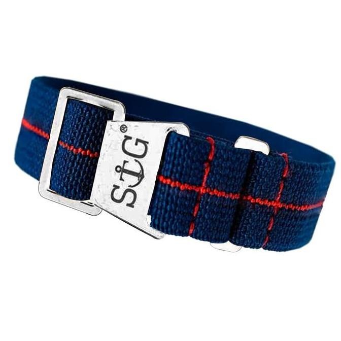 new  StrapGuy MN Style 20mm Navy Blue & Red Strap Stainless Hardware