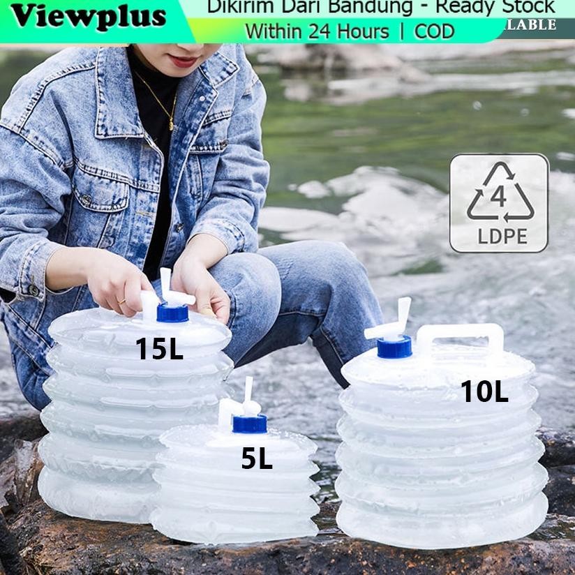 Galon Kantong Air Lipat Portabel 15L 10L Kantong Air Minum Lipat Camping Hiking TaffSPORT / Jerigen 