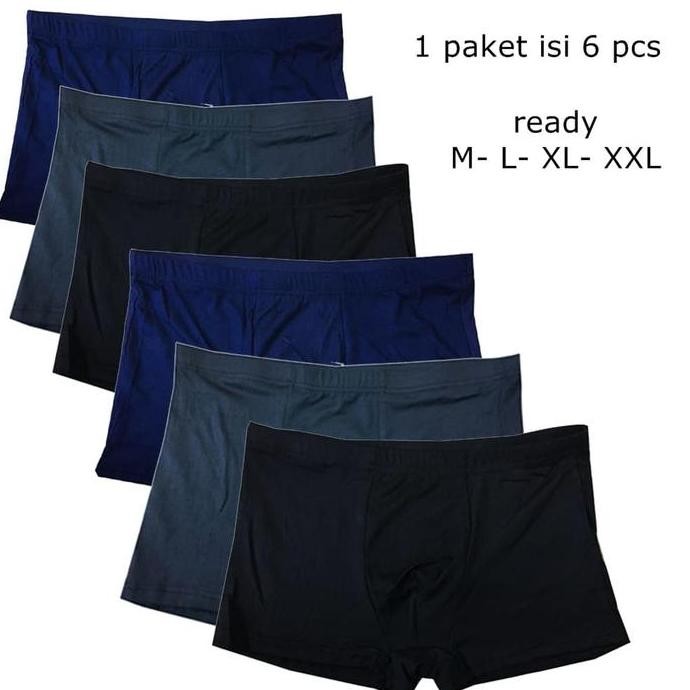 Vm - 6 Pcs Boxer Celana Dalam Polos Spandek Stretch