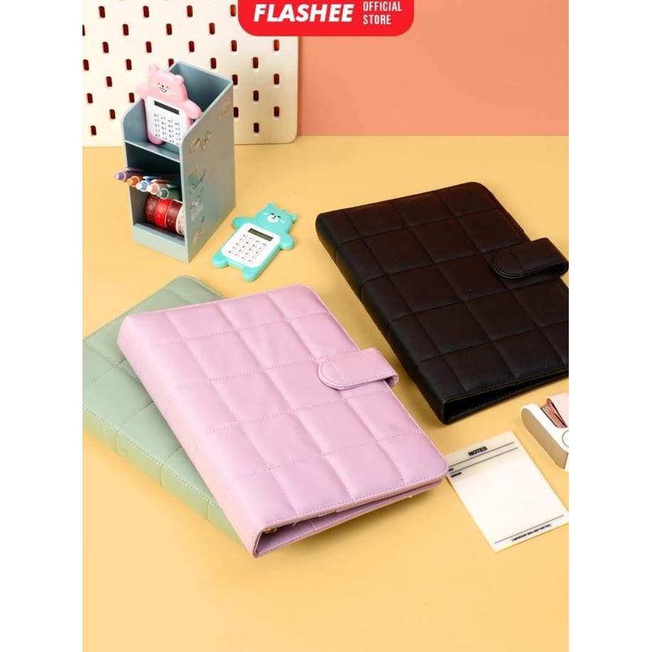 

Flashee Binder Polos Eksklusif A5 Puffy 20 Ring Buku Agenda Kulit Sintetis PU Leather Binder Polos Termurah