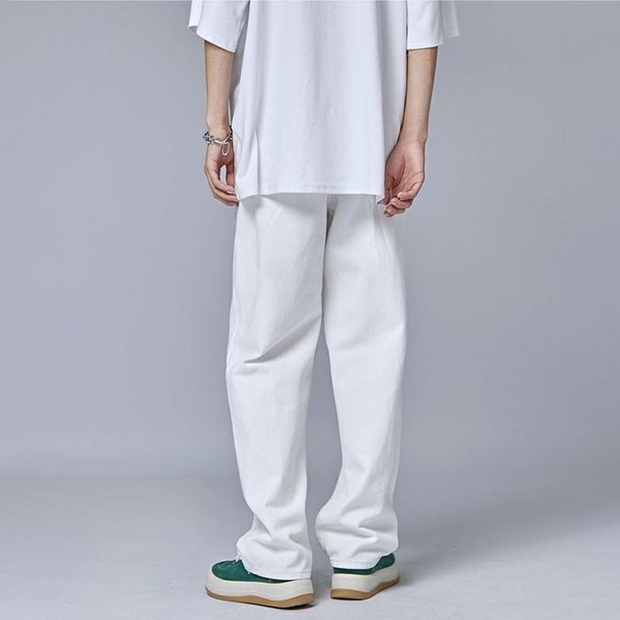 Celana Jeans Pria Celana Baggy Pria Celana Panjang Putih Pria Korean Loose Pants Baggy Pants Boyfrie