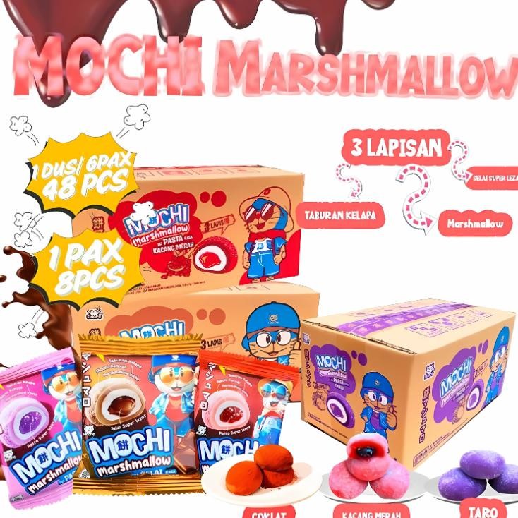 

Mochi Marshmellow Sidore 24Pcs Dan 48Pcs 3Lapisan Khas Jepang Cemilan Anak Sna Moci Kenyak Lembut Enak