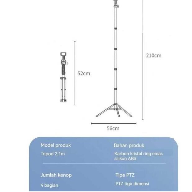 Tripod Handphone 2,1 Meter Full Besi Plus Mini ball head Holder Tripod Hp Kamera Live Streaming [ter