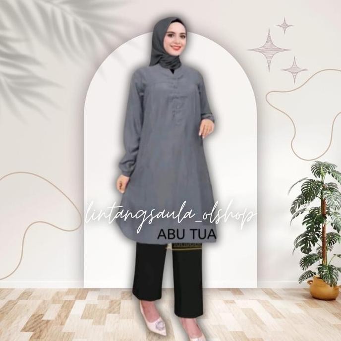 Tunik Polos Viscose Jumbo Abu Tua