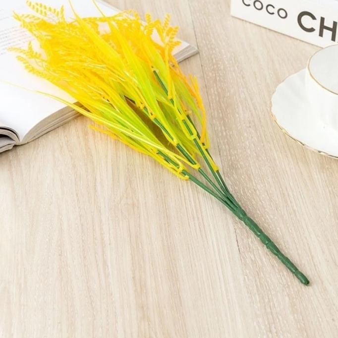 10Pcs Padi Palsu 7 Cabang Bunga Padi Artificial Bunga Padi Kering Hiasan Bunga Kering Padi Dekorasi 