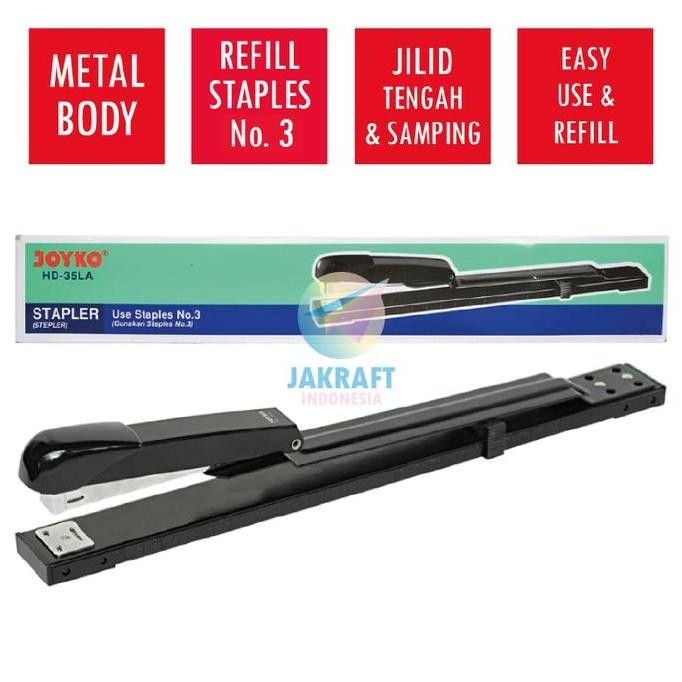 

(1 Unit) Stapler Hekter Panjang JOYKO HD-35LA Jilid Tengah Buku Refill Isi Staples No.3 / No.3E hs