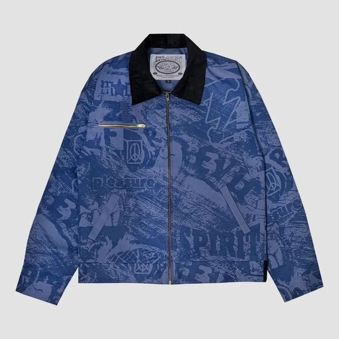 Evilspirit Jacket - Xisfani Blue Unisex Jaket Pria Wanita Tebal Panjang Zipper Printing Co