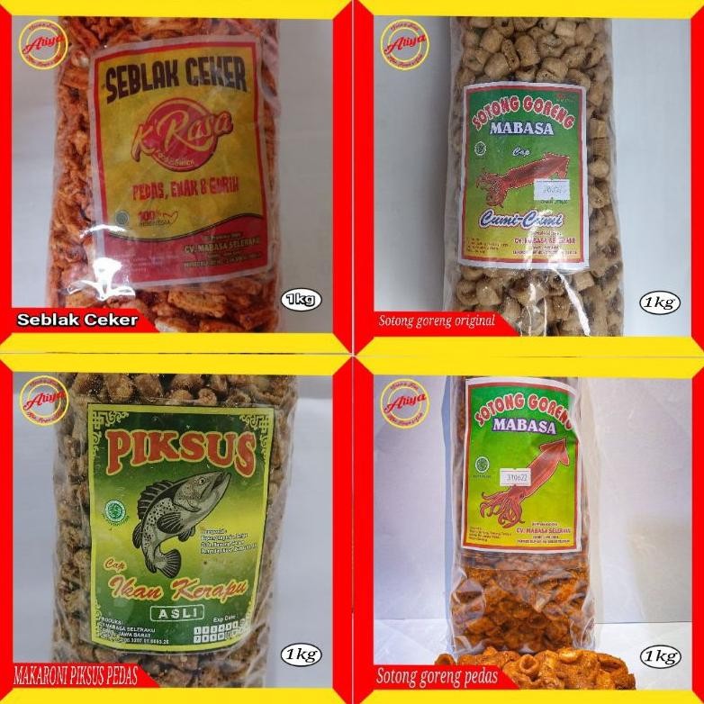 

Termurah Snack Camilan Sotong Goreng Pedas Cabai / Original / Seblak Ceker Pedas Cabai ( Daun Jeruk ) / Makaroni Piksus Pedas ( 1Kg ). Camilan Enak, Asin, Gurih Renyah Pedass Mantap, Khas Ciamis Jawa Barat