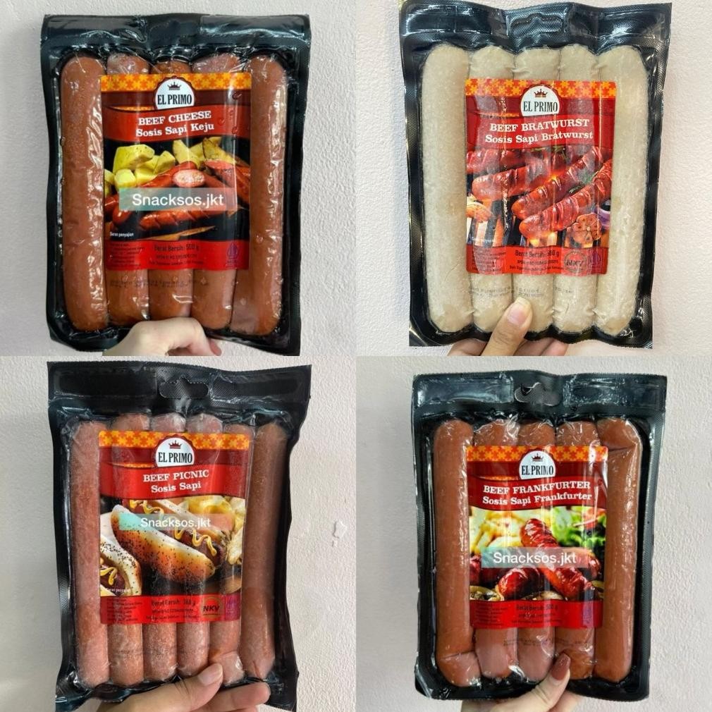 

ELPRIMO SAUSAGE CHEESE BEEF SOSIS SAPI KEJU / BEEF PICNIC / BEEF FRANKFURTER / BEEF BRATWURST - EL PRIMO