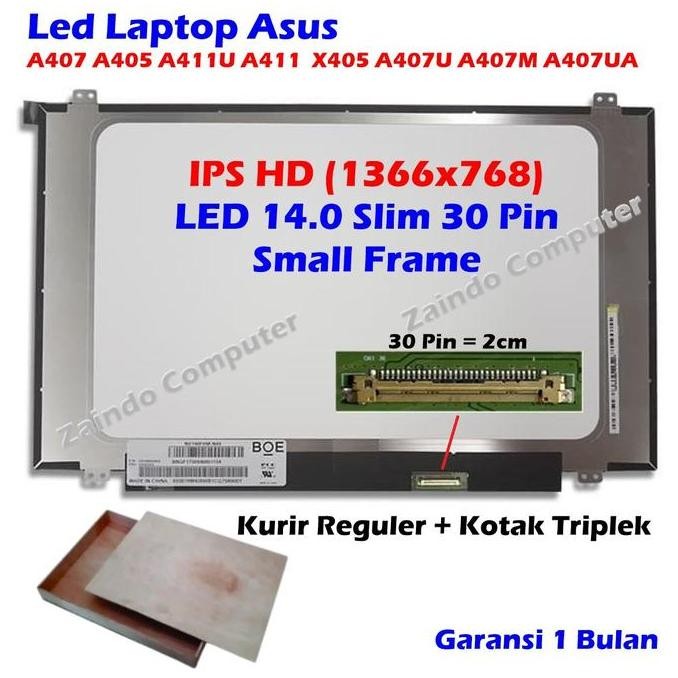 Lcd Led 14.0 Slim 30 Pin Small Frame Baut Atas Bawah Lcd Asus A407 A405 A411U A411 X405 A407U A407M 