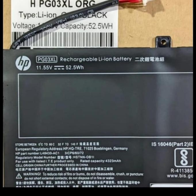 Baterai Hp Pavillion Gaming 15-Dk0042Tx 15-Dk-Dk2002Tx Pg03Xl New Stok