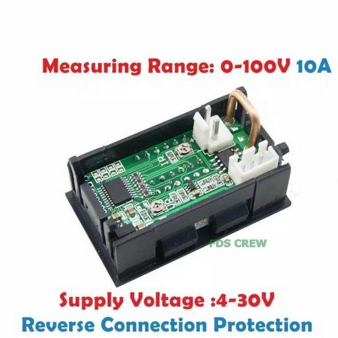 JH8 VoltMeter 4 Digit Digital Mini DC 0-100V 10A Ampere Volt Meter Tampilan Ganda Ammeter