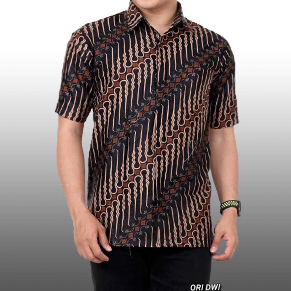 Batik Pria Kemeja Batik Lengan Pendek Hem Batik Sogan