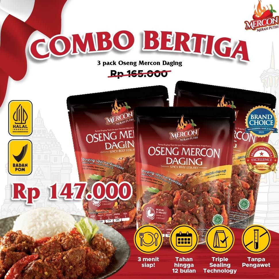 

Promo Spesial!! tu-67 Mercon Merah Putih - Combo Bertiga 3 Pack Oseng Mercon Daging / Makanan Kaleng Siap Saji / Iga Mercon / Sambel Iga Food Instan Pedas Hemat Sale