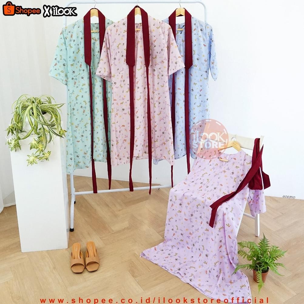 Aster Dress Belt Kimono Sleeves V Neck Crinkle