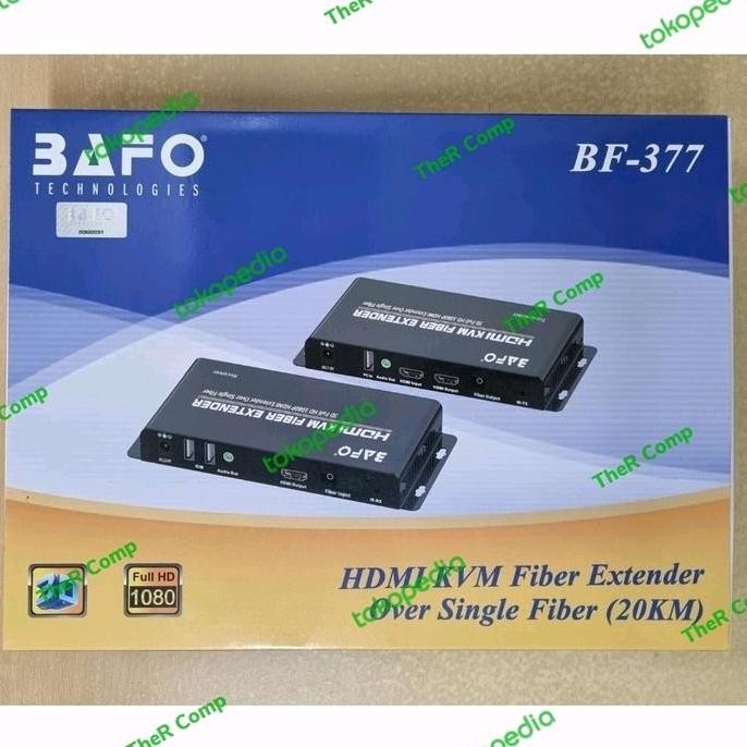Bafo Bf 377 Hdmi Kvm Extender Over Single Fo (20Km) Bf377 Fiber Optic New Stok