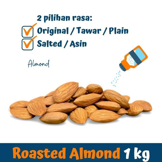 

kacang almond panggang original (roasted natural almond) 1kg termurah termurah