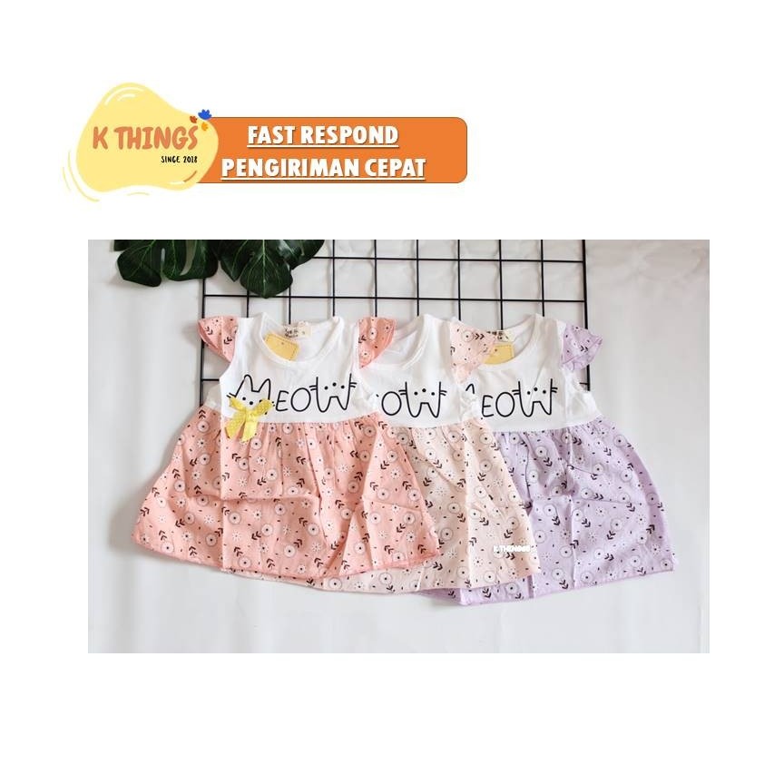 DRESS Bayi Perempuan Gaun Baby Perempuan Import Kado Bayi 0 - 1 tahun - Creme, S