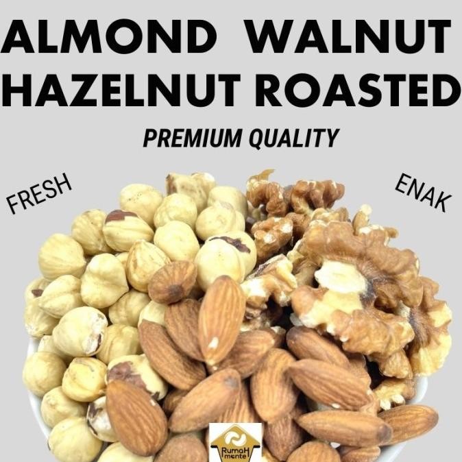 

mix 3 roasted nuts 500gr almond hazelnut walnut (ready to eat) termurah