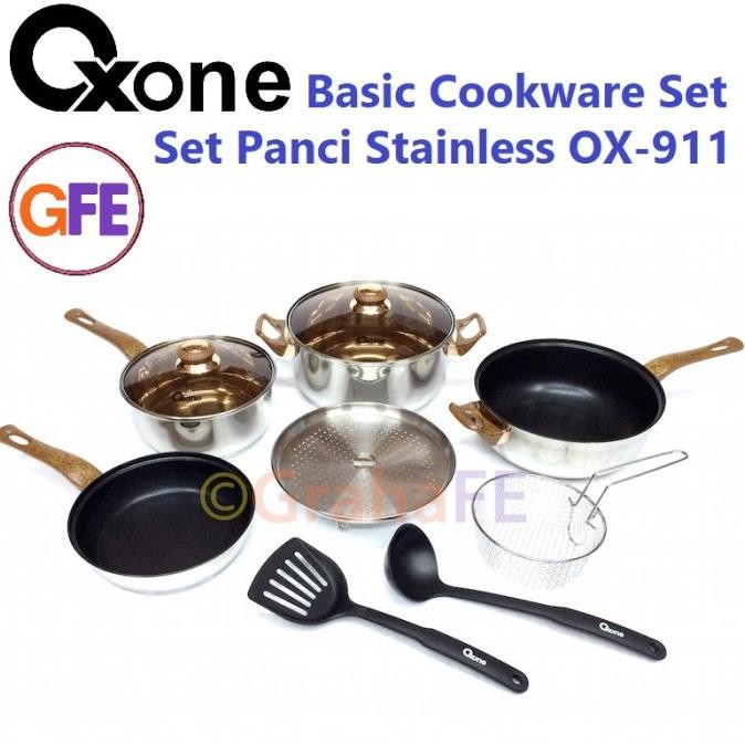Siap Kirim Oxone Panci Wajan Set Stainless Steel - Basic Cookware Set OX-911