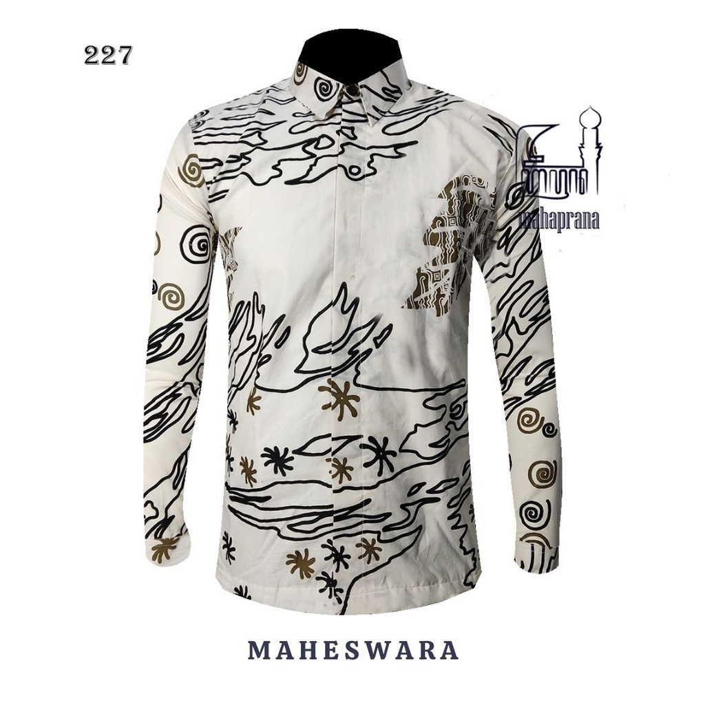 Batik Mahaprana Motif Maheswara Kemeja Batik Pria Lengan Panjang dan Pendek Slimfit Full Furing Prem