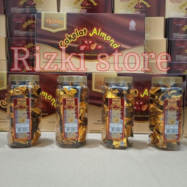 

ang 1 DUS isi 4 Toples Coklat almond d'KING Celan Coklat kacang almon
