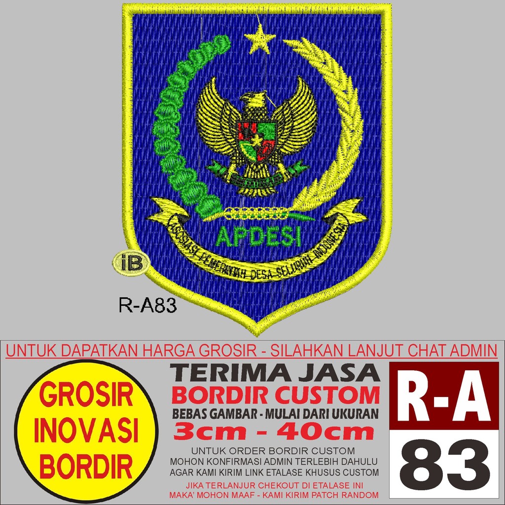 R-A83 LOGO APDESI PATCH BORDIR LOGO/EMBLEM - GIB REVIEW TESTIMONI