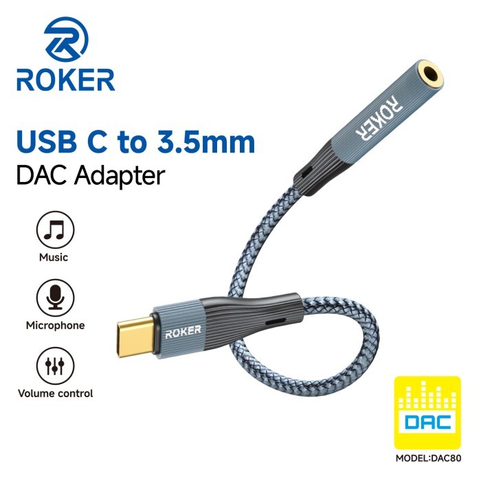 TERBARU! Splitter Adapter Roker DAC80 JACK To TYPE C AndroidIPADiPhone15