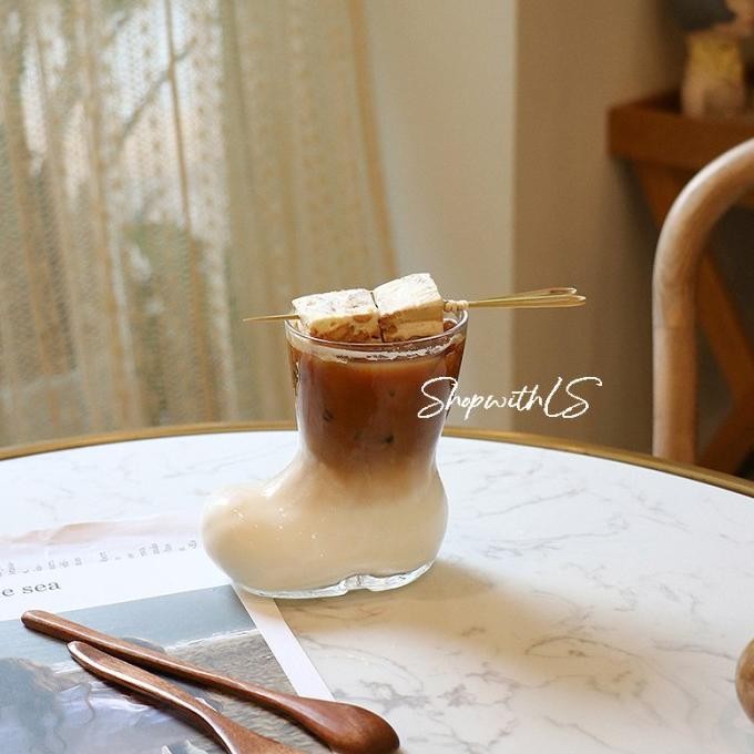 GELAS SEPATU KACA/GELAS UNIK BENTUK SEPATU/GELAS HOME CAFE/GELAS LUCU HT