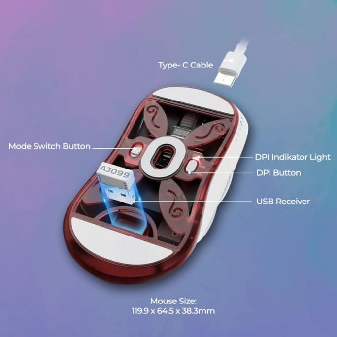Ajazz AJ099 / AJ-099 Ultra Lightweight Dual Mode Gaming Mouse P88L