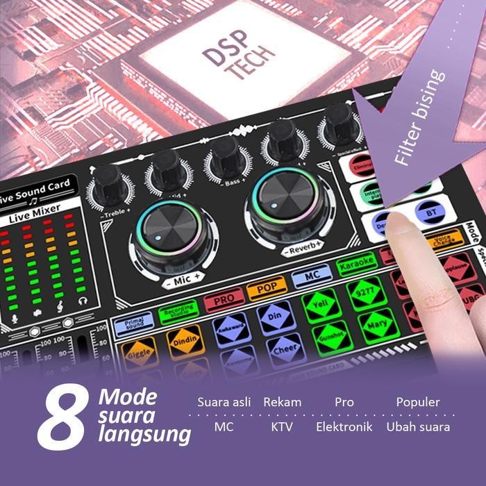 F999 LIVE SOUND CARD LIVE MIXER PERIFERAL KOMPUTER UNTUK AUDIO KARTU SUARA KARAOKE LANGSUNG HP PC MA