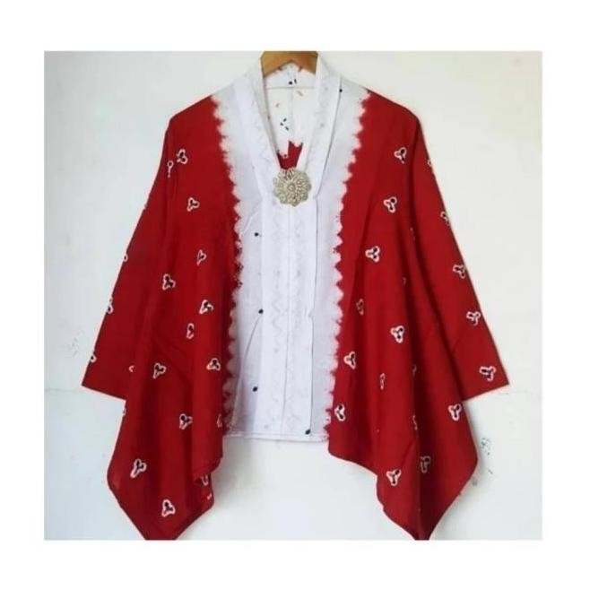 Terlaris Kebaya Kutubaru Jumputan Wanita Merah Putih