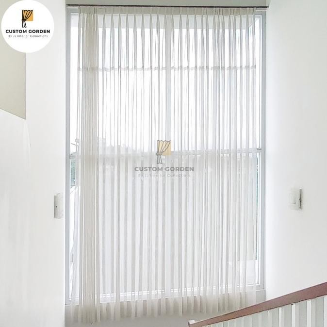 Vitrase Polos Minimalis Pelapis Gorden Voile Kain Putih Transparan -Cg