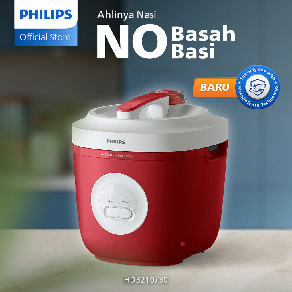 Philips Rice Cooker Magicom 1.8 L - 3000 Basic Series HD3210/30 - Merah - Anti lengket - FreshDefens