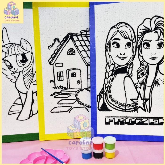 Paket Lukis Anak Sterofom Ukuran Besar 33x50 Paket Lengkap Lukis Anak