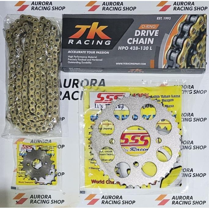 Gear Set Sss Cbr 150 R / Cb 150 R & Rantai Tk 428 O-Ring Gold Original