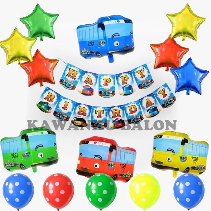 Balon Ulang Tahun Karakter/ Balon Tayo/ Balon Foil/ Dekorasi Set