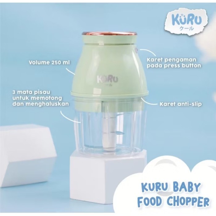 Kuru Baby Portable Mini Chopper Blender Elektrik Penghalus Makanan Bayi MPASI