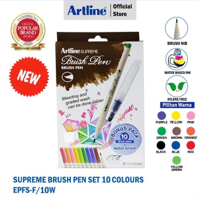 

SPIDOL ARTLINE SUPREME BRUSH PEN SET WATER BRUSH EPFS-F/BP10WB1 Termurah