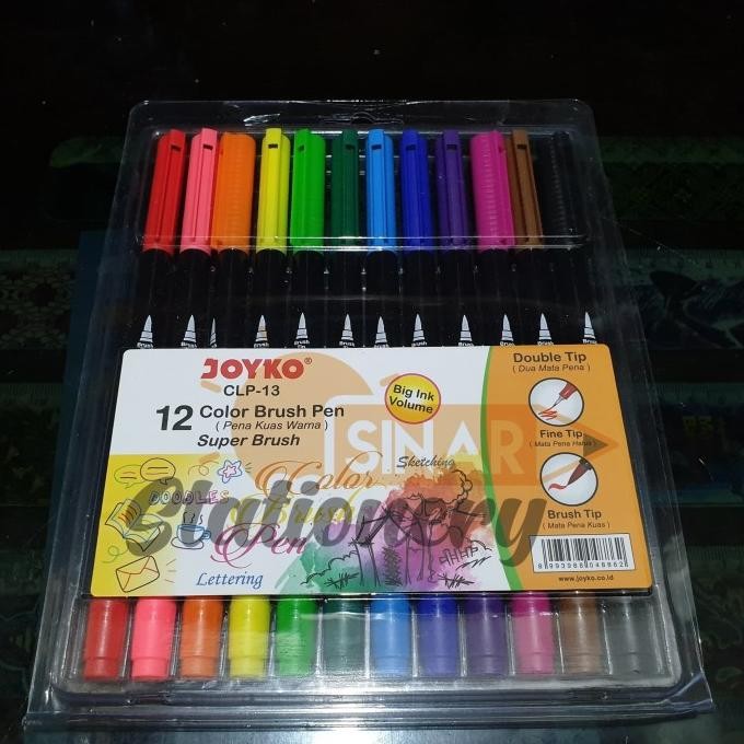 

Spidol 12 colour brush pen clp-13 joyko Termurah