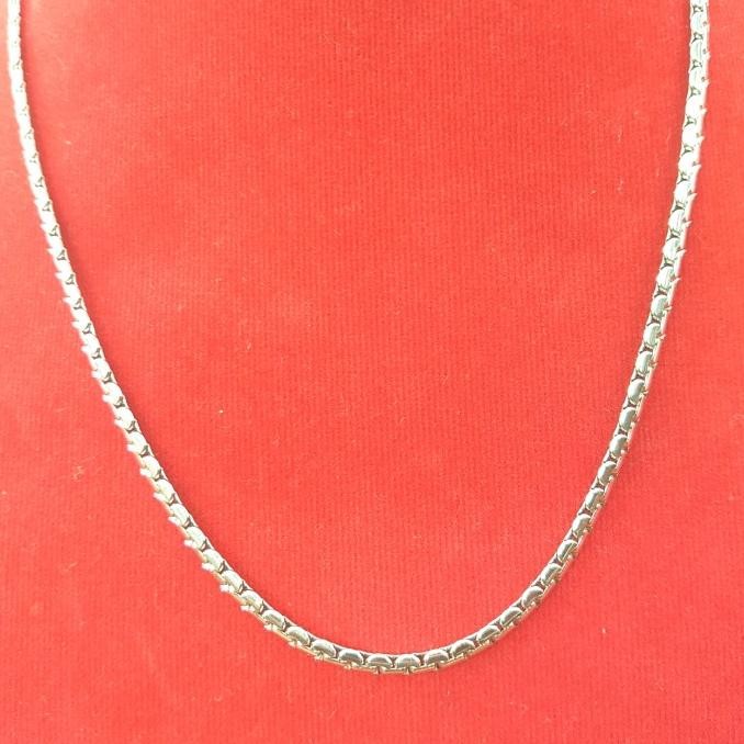 Kalung Besi Putih Pria Model Rantai Gepeng 3 Ml, Besi Putih Asli Ambon Original