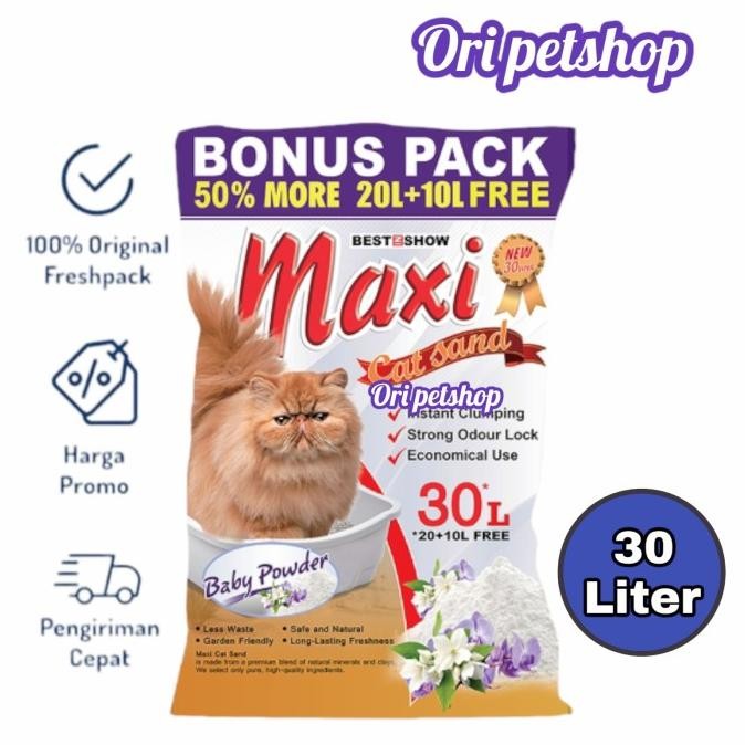 

BARU PASIR KUCING MAXI BABY POWDER CAT LITTER PASIR WANGI GUNPAL 30LTR